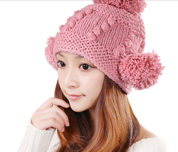 BomHCS модная женская вязаная шапка ручной работы зимняя крючком головные уборы |