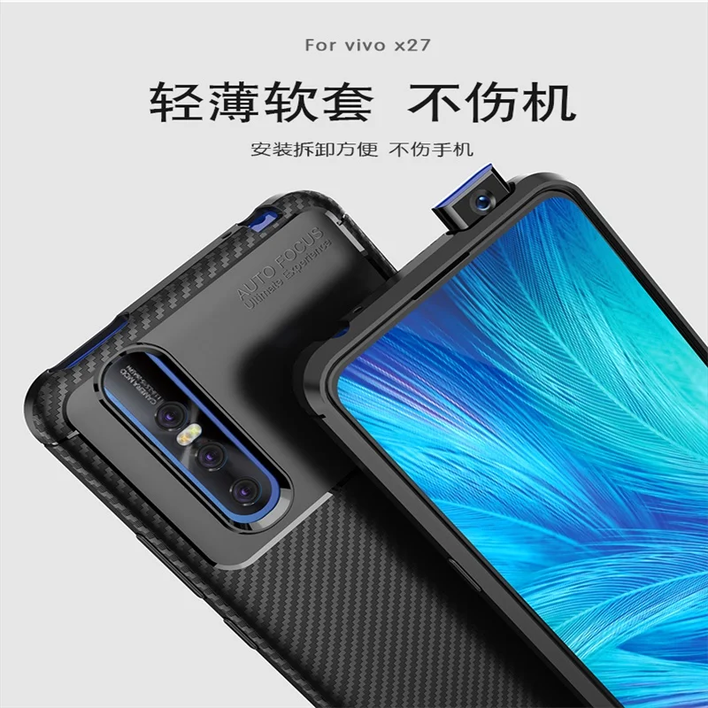 On For Vivo X27 V1829A Case cover 6.39&quot Full Protection Soft Silicone Armor Bumper Back phone V1829T case |