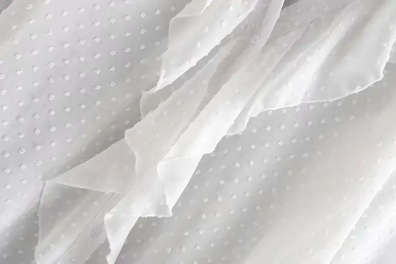 2019 Новое Женское v-образный вырез каскадными оборками повседневные белая блузка