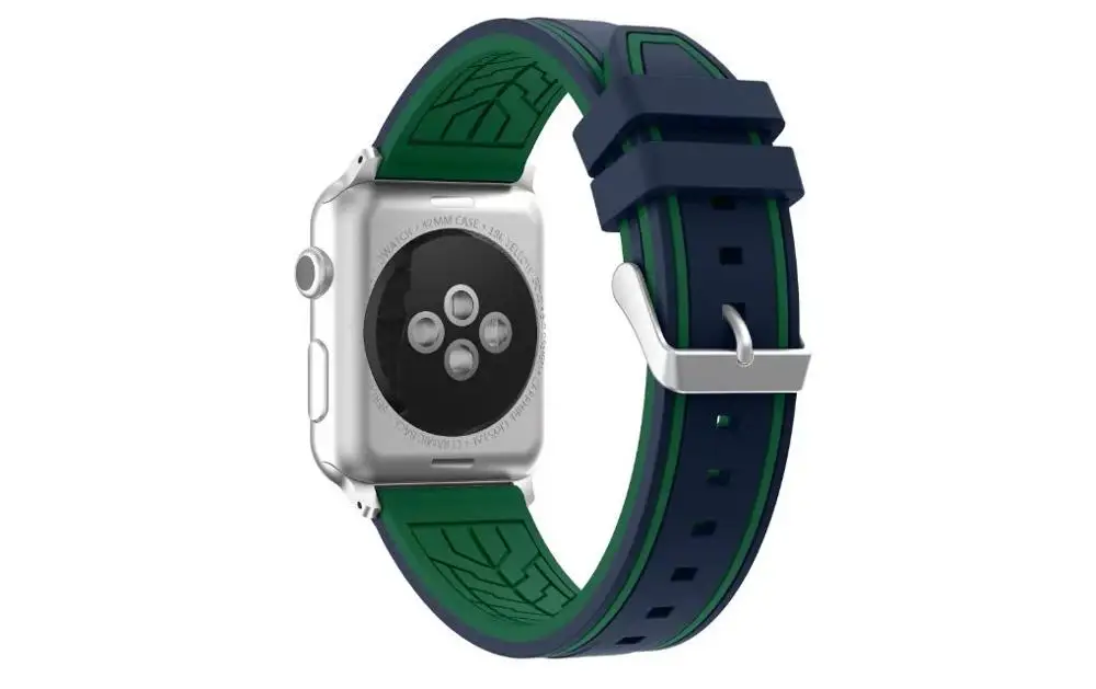 Двойной силиконовый ремешок для часов Apple Watch спортивный 3/2/1 42 мм и 38 Сменный