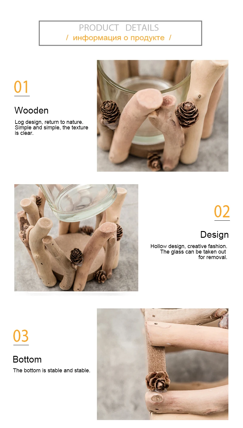 Северный Рождественский Подсвечники Tealight Винтаж деревянный подсвечник Стекло центр Украшение стола с утолщённой меховой опушкой, романтический X6T007