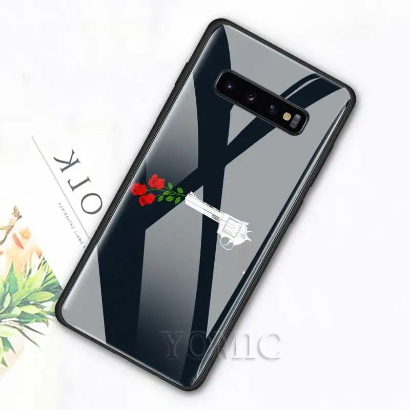 Чехол из закаленного стекла для samsung Galaxy S10e S10 S8 S9 Plus Note 9 10 A50 A70, чехол для телефона guns N Roses, роскошный стеклянный чехол