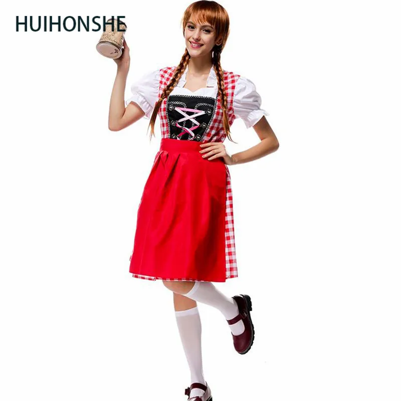 Bavarian этнический традиционный костюм хлопок красный Немецкий Октоберфест