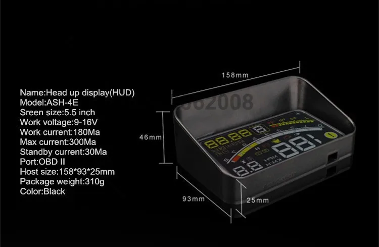 ActiSafety 4E OBDII автомобили hud Дисплей пленка 5," HUD лобовое стекло проектор OBD2 переключатель кабель Hud+ кронштейн