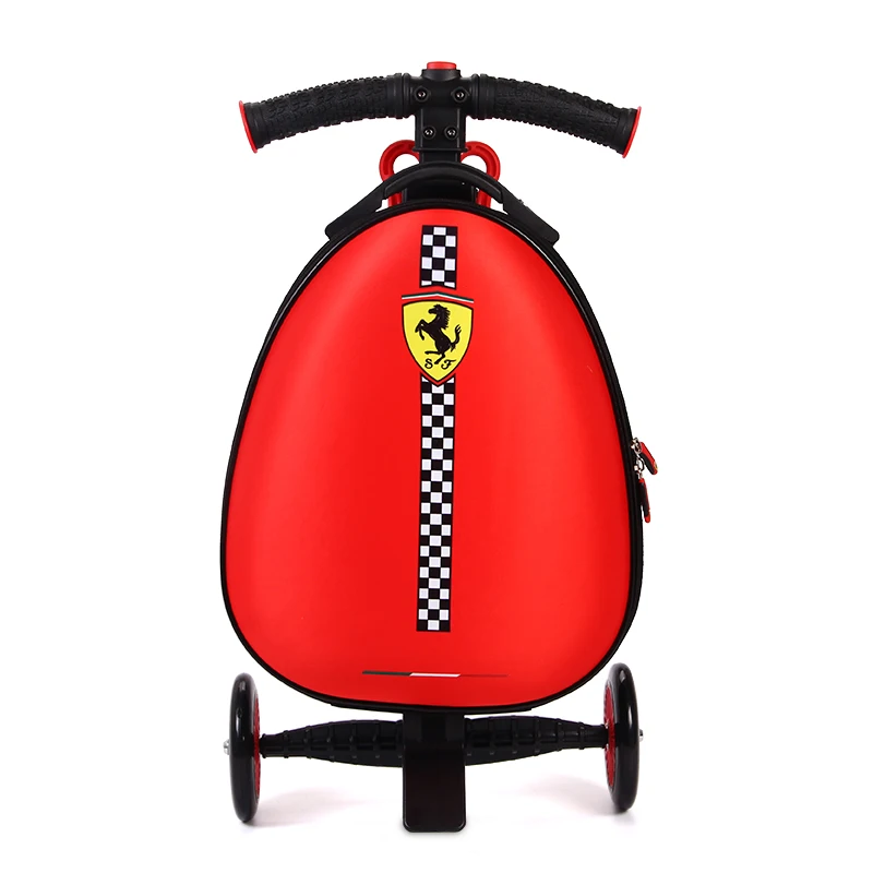 Ferrari детская дорожная коробка для багажа, сумка на колесиках, чемодан, самокат, складной, для путешествий, 3 колеса, для детей 3-10 лет