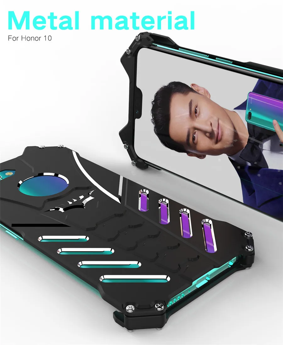 Классный чехол из сплава для huawei Honor 10, металлический защитный чехол для Honor-10, защитный чехол 5,8" R-JUST, бампер с Бэтменом, подставка