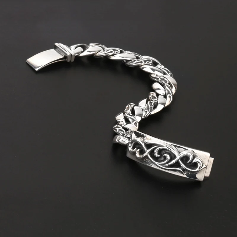Новый 925 стерлингового серебра браслет для мужчин ювелирные изделия 16 мм широкий