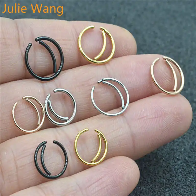Julie Wang 4 шт. 8 мм кольцо для носа из нержавеющей стали 4 цвета носовые кольца с ложным пирсингом обруч для перегородки Пирсинг клип панк женские украшения для тела