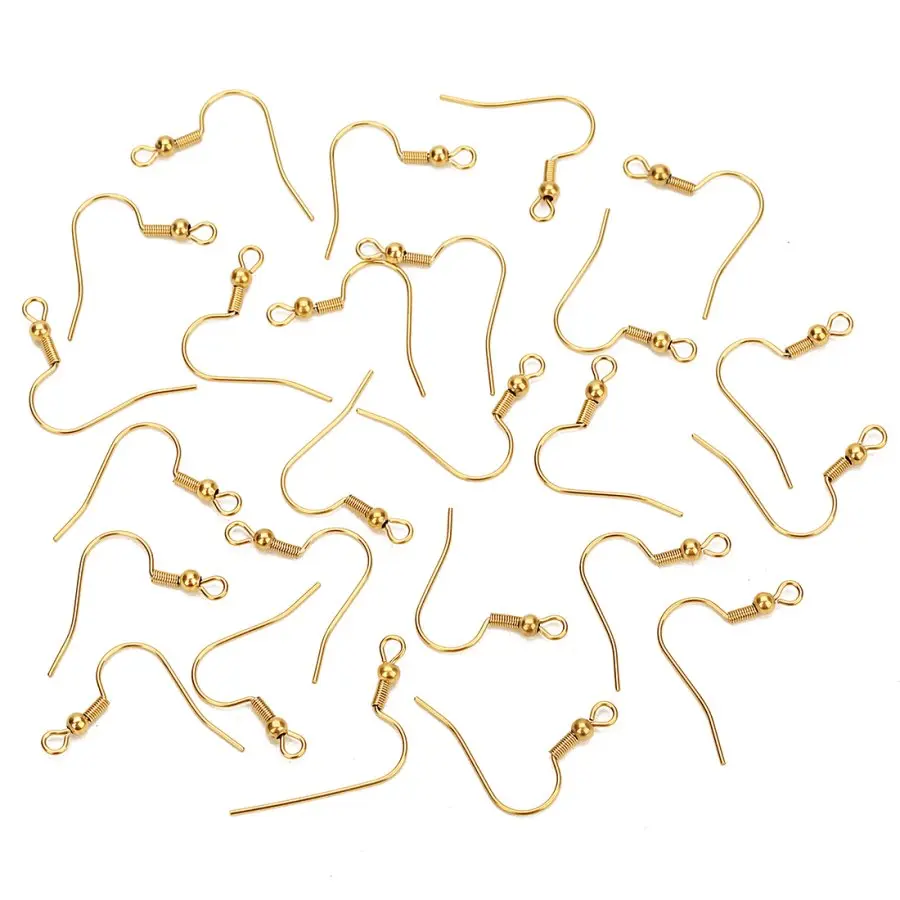 

SAUVOO 3 Colors 20pcs 20x20mm Stainless Steel Ear Wires Hooks with Spring and Ball Earring Findings Accessories Jewelry Making