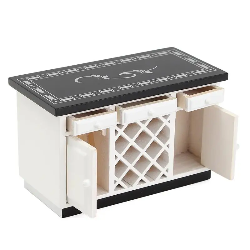 1:12 Dollhouse Miniature Kitchen Cabinets Set Wood Furniture Basin Stove Counter#WD025