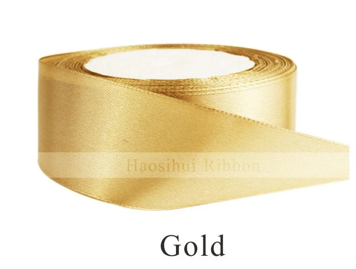gold 5/"(15 мм) 25 ярдов/LotWedding атласные шелковые ленты односторонние ленты подарочная упаковка кружева DIY Аксессуары 32 Цвета - Цвет: gold