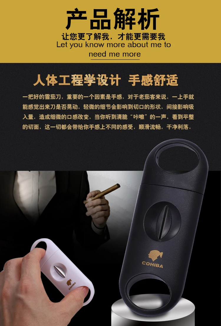 COHIBA пластик V Cut нержавеющая сталь лезвие, нож для сигар Sharp Sigaar резка инструмент сигар гильотина карман Zigarren резак