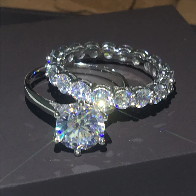 Классическое женское кольцо с фианитом AAAAA обручальное для женщин 925 серебряные