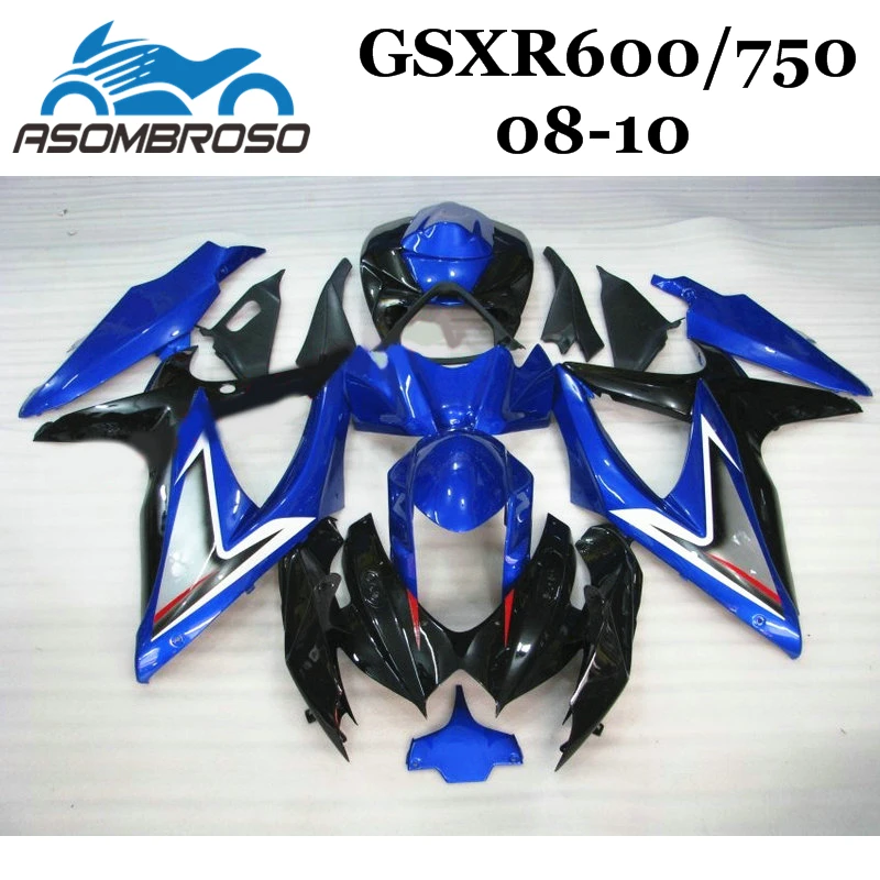 Мотоцикл инжекторный наборы для Suzuki 2010 2009 2008 GSXR600 K8 GSX R750 R600 08 09 10 черно голубые