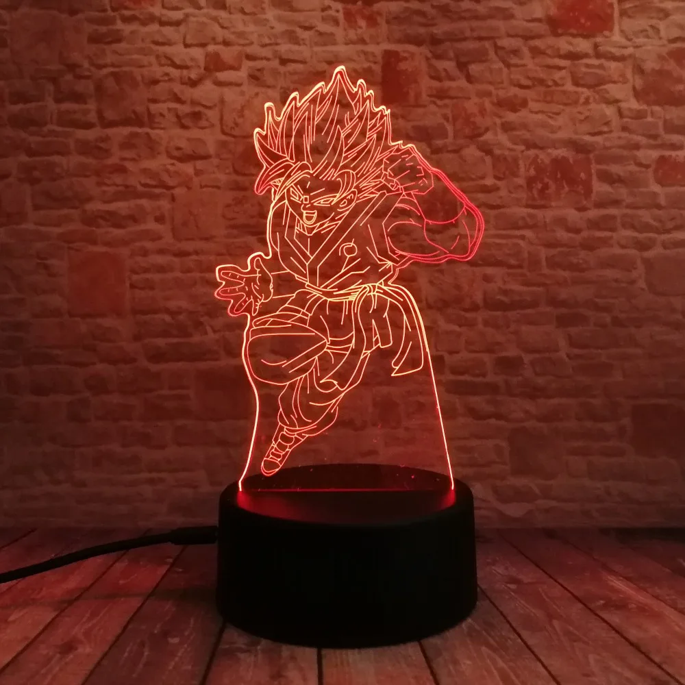 Dragon Ball Legends Супер Saiyan Goku фигурки 3D настольная лампа 7 цветов ночной Светильник для мальчиков подарки для детей