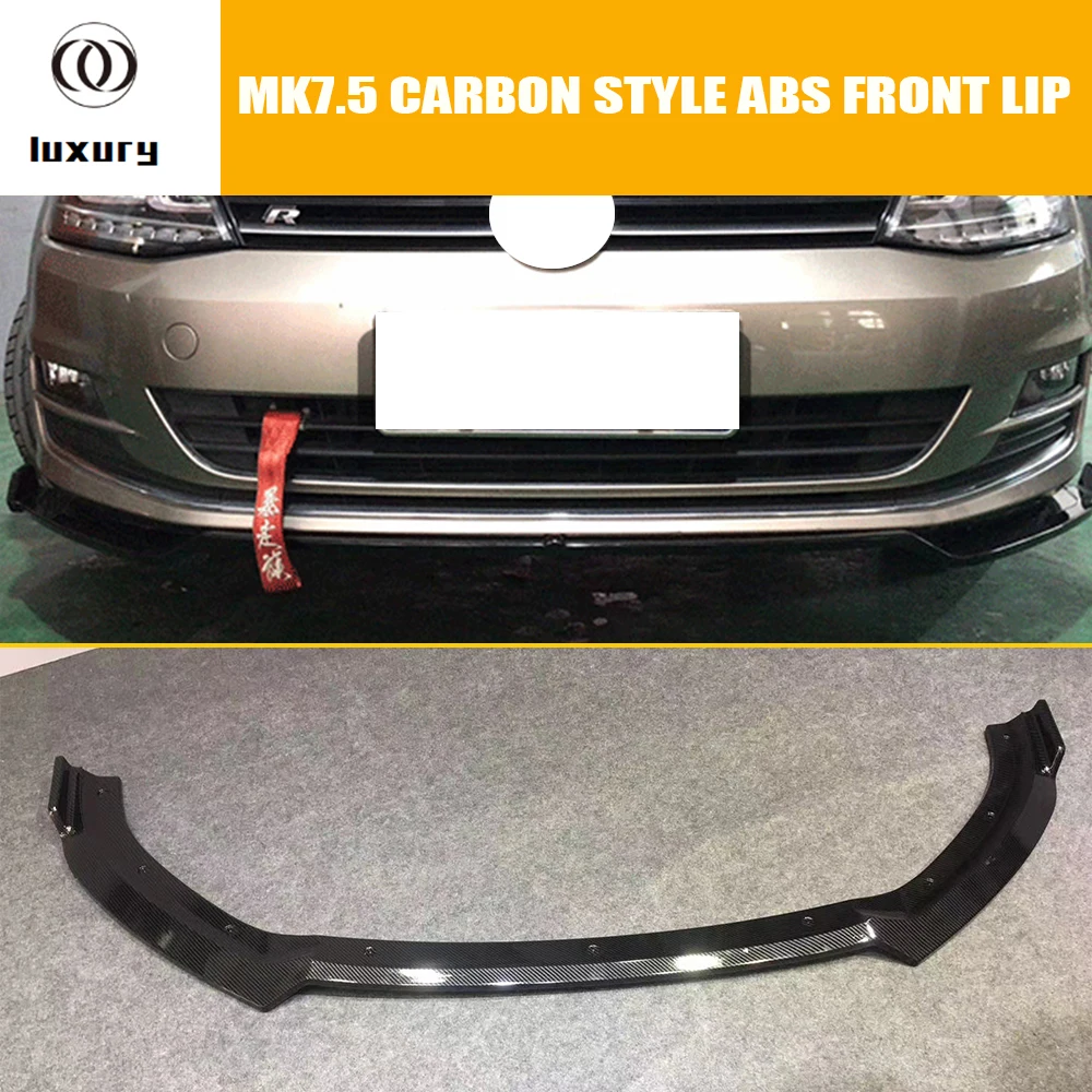 MK7.5 углеродный стиль ABS передняя губа для Volkswagen Golf 7 5 gt i & R Rline бампер 2018 вверх (не