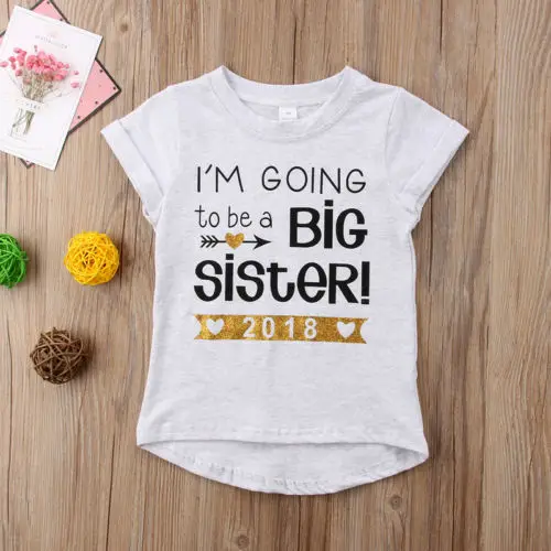 Новинка 2018 летние хлопковые футболки для девочек-сестер футболка с короткими