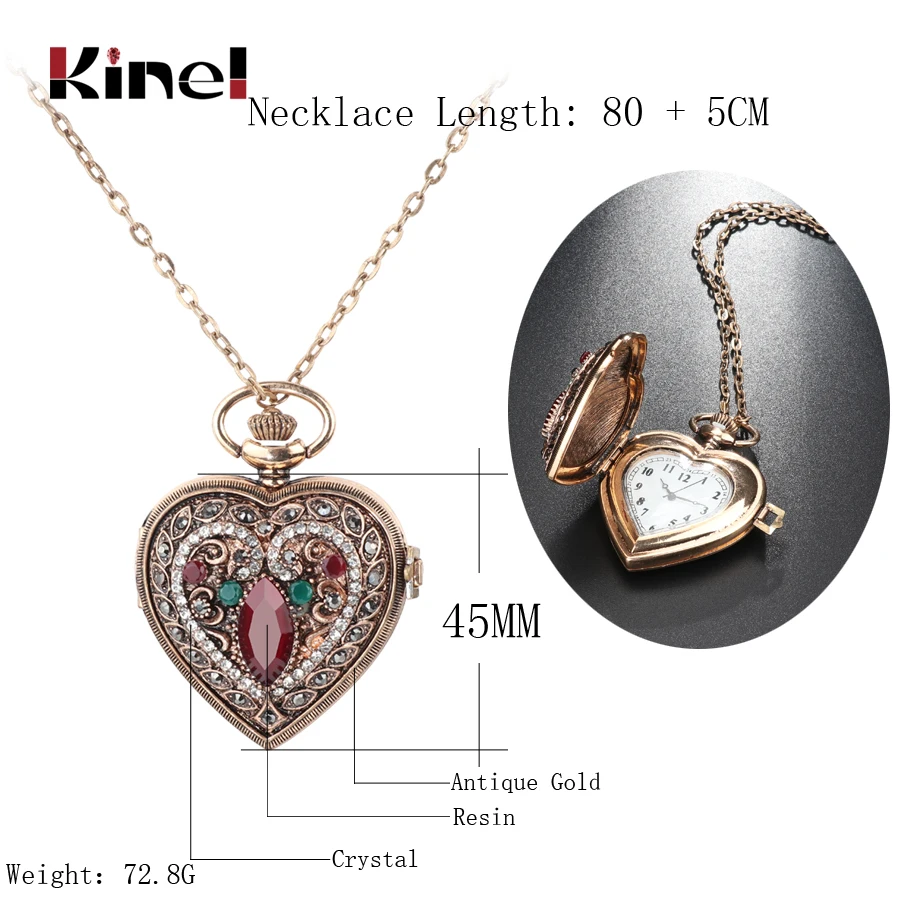 Kinel Турецкая Подвеска Ожерелье Love Heart красные карманные часы для женщин свитер