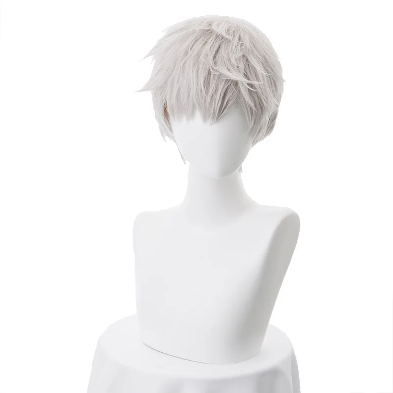 Фото New Arrival Game Cosplay Wig 30cm Short Straight  Hair Soldier 76 Jack Morrison  Wig for Man Boy Costume Party Silver Grey №5