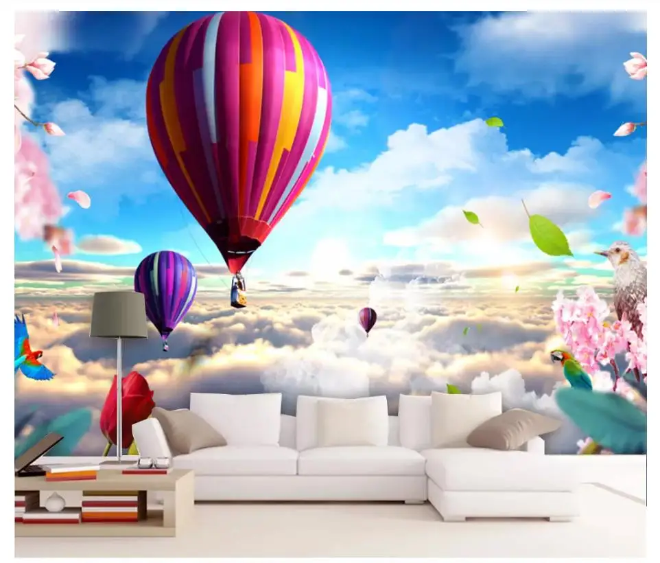 Пользовательские фото обои 3d для стен 3 d Небесный Город воздушный шар Детская