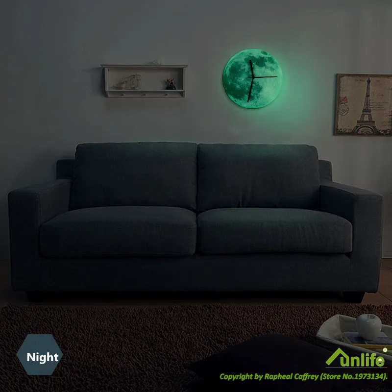 Настенные часы Funlife светится в темноте романтические светящиеся лунные домашний