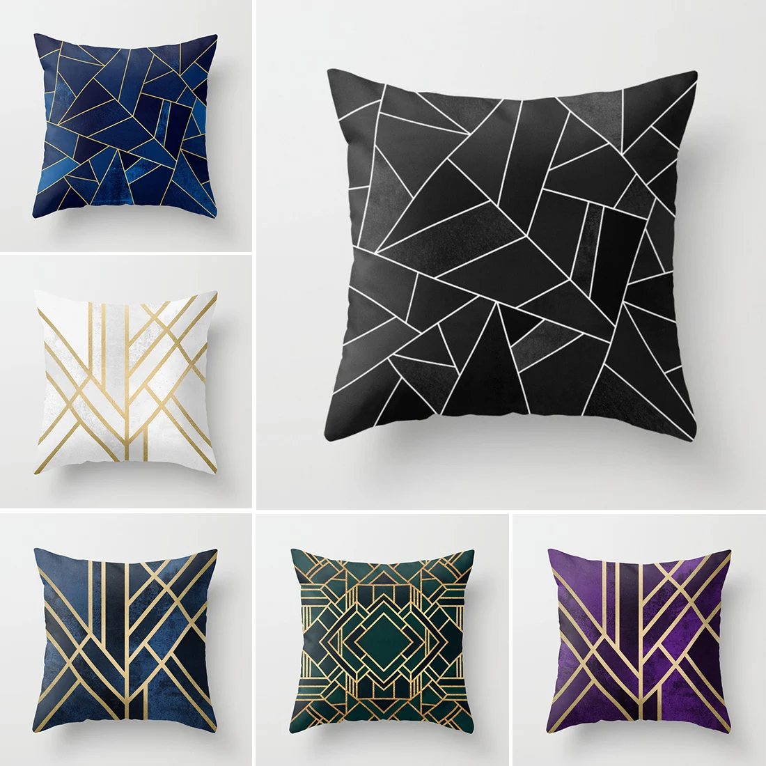 45*45 cm Colorful Geometric Cushion Cover Polyester Pillow Case Black And White Home Decorative Pillows Cover For Sofa Car
