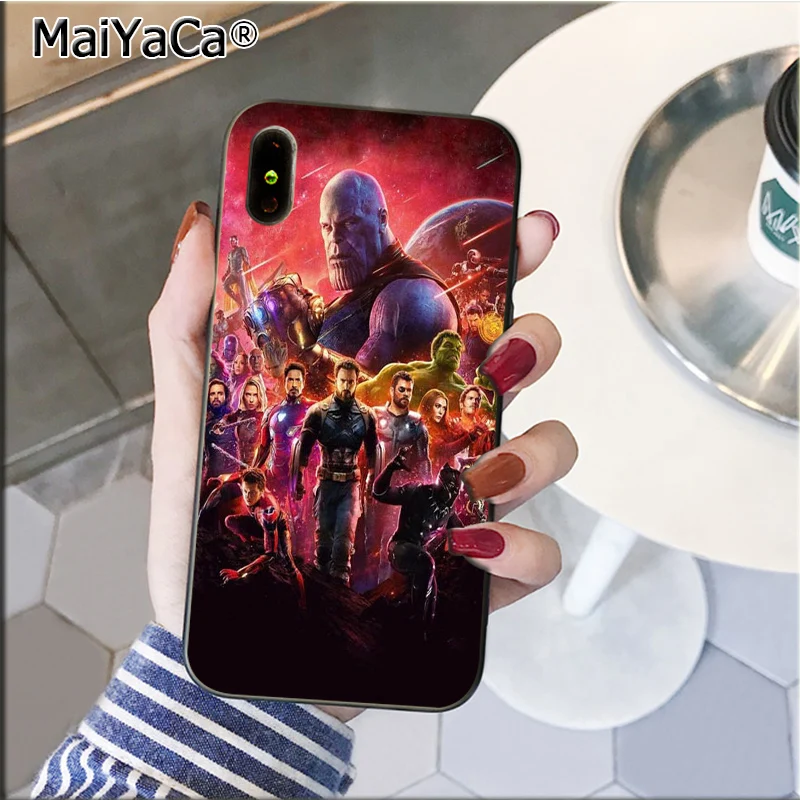 MaiYaCa Marvel Thanos Infinity мягкий резиновый чехол для телефона iPhone 8 7 6 6S Plus 5 5S SE XR X XS MAX Coque Shell