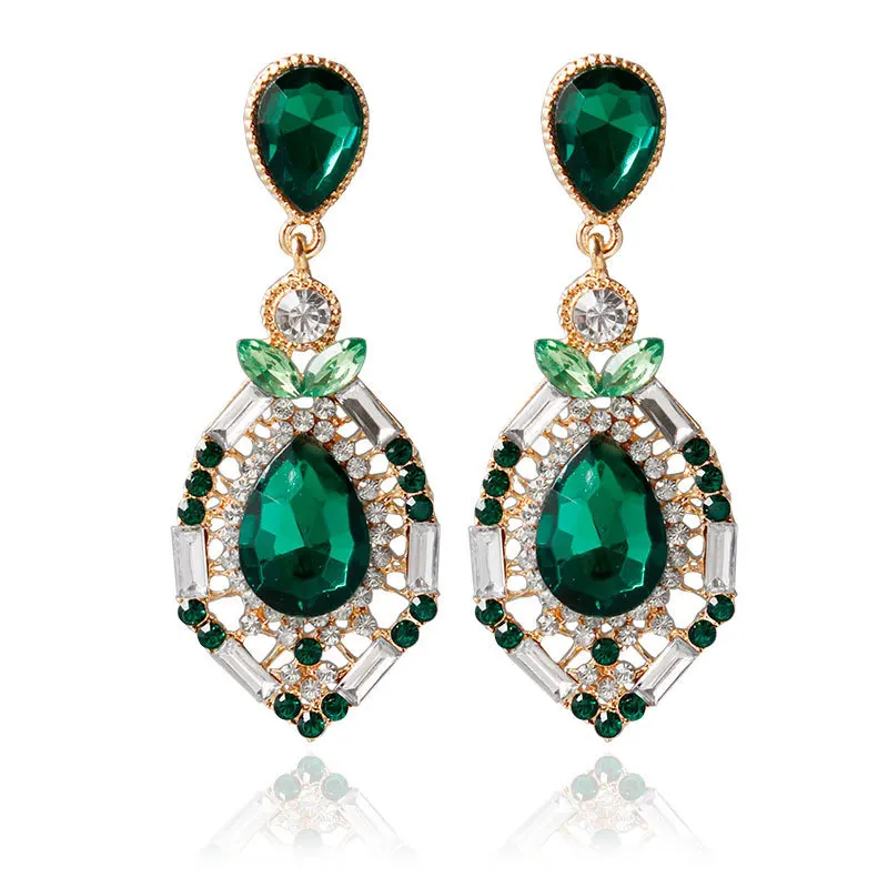 Women 'S Ear Drop Artificial Gem Chic personalized Earrings Accessory Foreign Trade Fashion Jewelry Water Droplets Earr | Украшения и