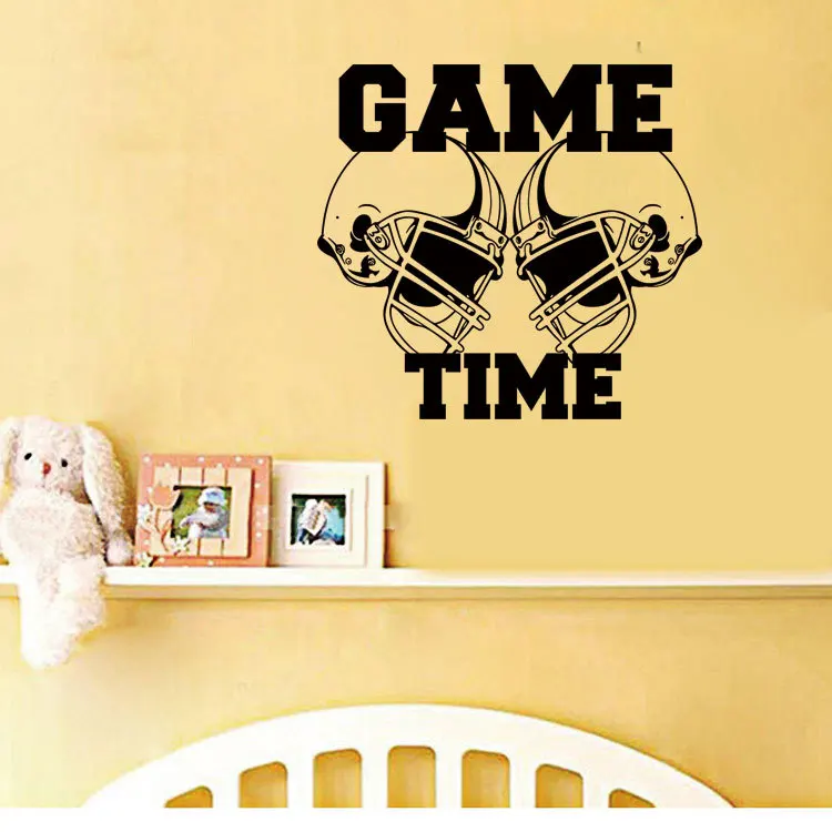 Время игры Регби шляпа Наклейки на стену для детей номеров украшения c Книги по