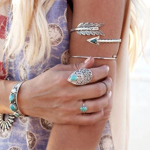 Женский Спиральный Браслет-манжета спираль племенная стрела верхняя рука