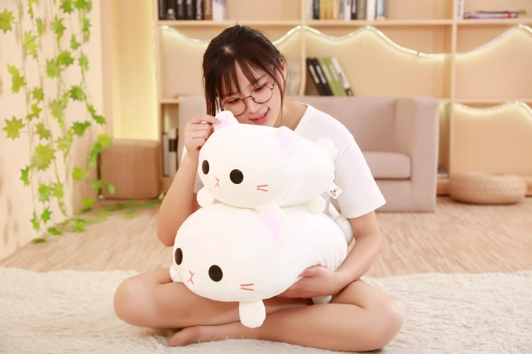 1 шт. 35/45 см Kawaii Белая кошка плюшевая мягкая подушка милая плюшевая зверушка игрушки куклы для девочек на День святого Валентина, подарок на день рождения