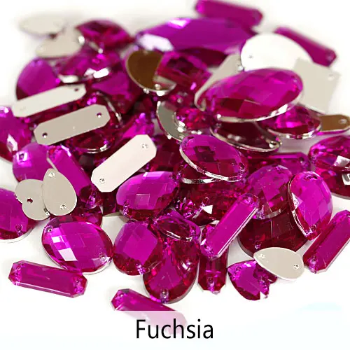 Fuchsia 100 шт./упак. смешанные формы с украшением в виде кристаллов акриловые пришить стразы разного размера; швейные стразы из акрила стассс для свадебное платье B2862 - Цвет: Fuchsia