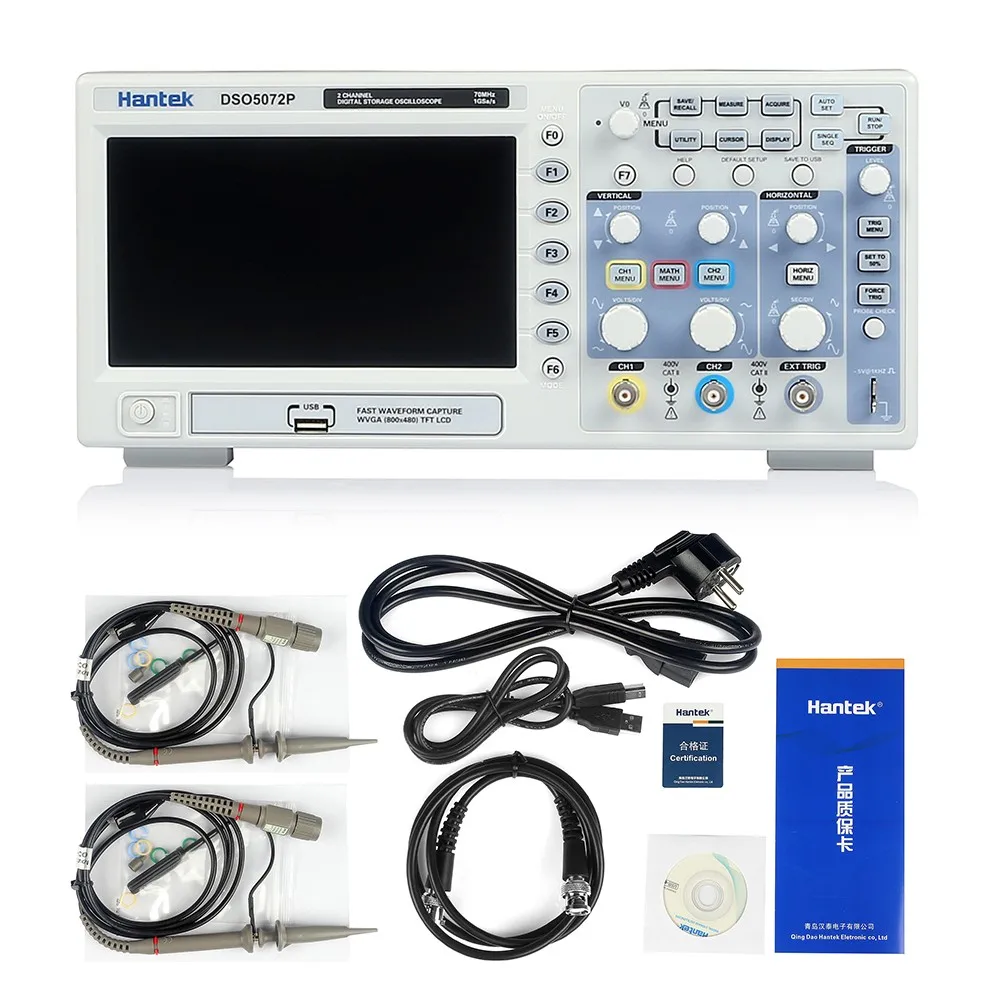 Hantek DSO5072P Цифровой осциллограф 70 МГц 1GSa/s 2CH 40K 7 &quotTFT сигнал в режиме реального