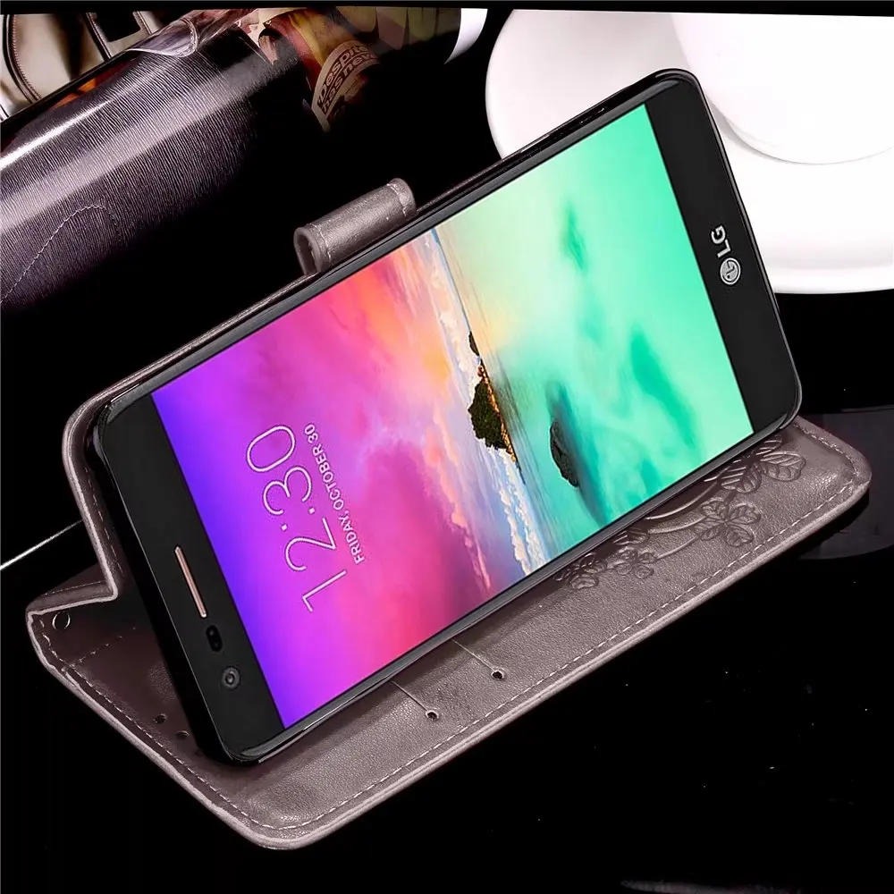 Чехол-книжка для LG K8 2017 кожаный чехол-бумажник с рисунком клевера K4 Optimus L70 D320 D325 X300
