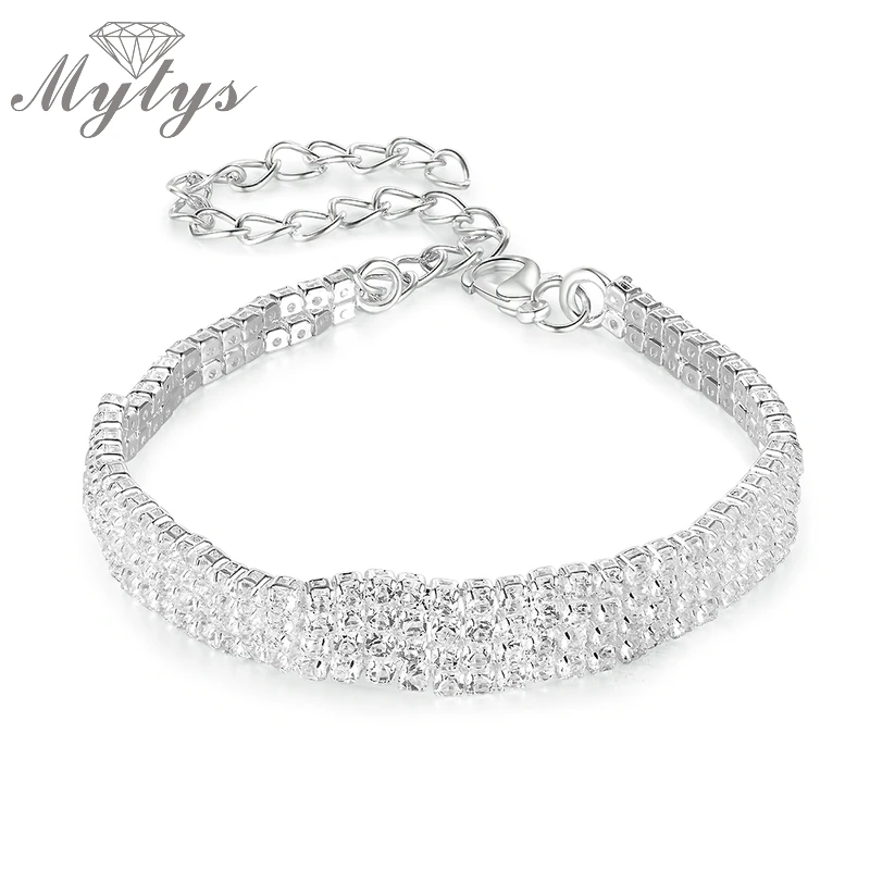 Mytys современный белый золотой цветной браслет с кристаллами и мигающими