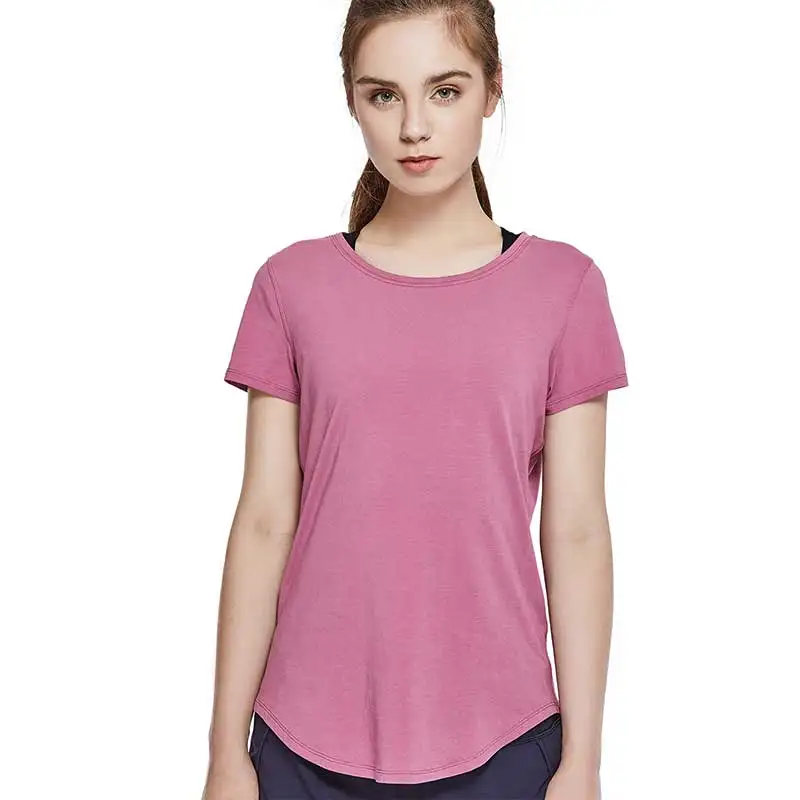 Moss Rose05 CRZ Йога Женская Пима Хлопок тренировки для фитнеса, с круглым вырезом короткий рукав тройник - Цвет: Moss Rose05