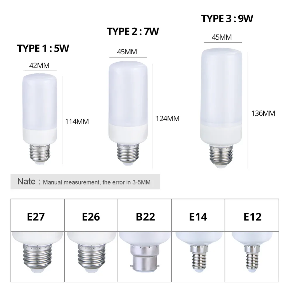 Ampoule LED E27 Flame lamp 85-265V 5W 7W 9W Colorful Dynamic Effect Bulb 3 Modes Rainbow Light For Holiday Party Decor | Лампы и