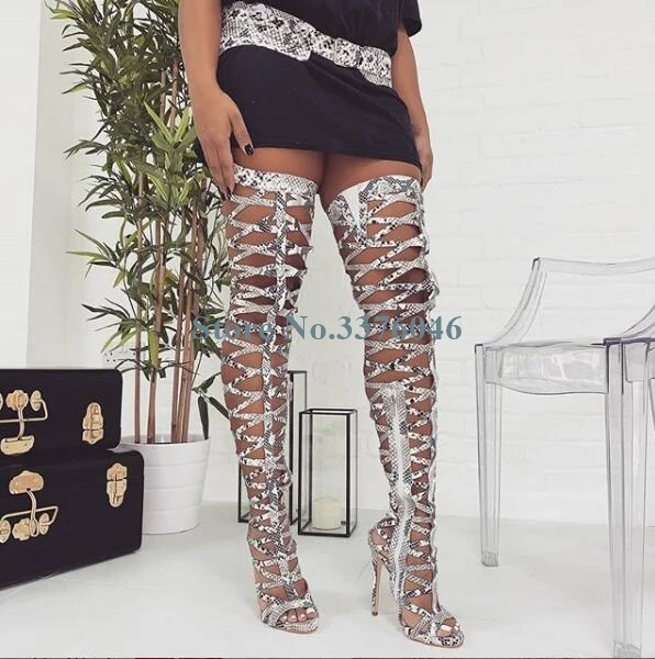 New Arrival Hollow Out Side Zipper Summer Long Boots Peep Toe Gladiator Over The Knee Sexy Fashion Sandal | Обувь