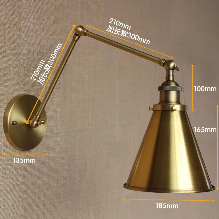 Латунный ретро светильник IWHD в стиле индастриал винтажный настенный лампа с