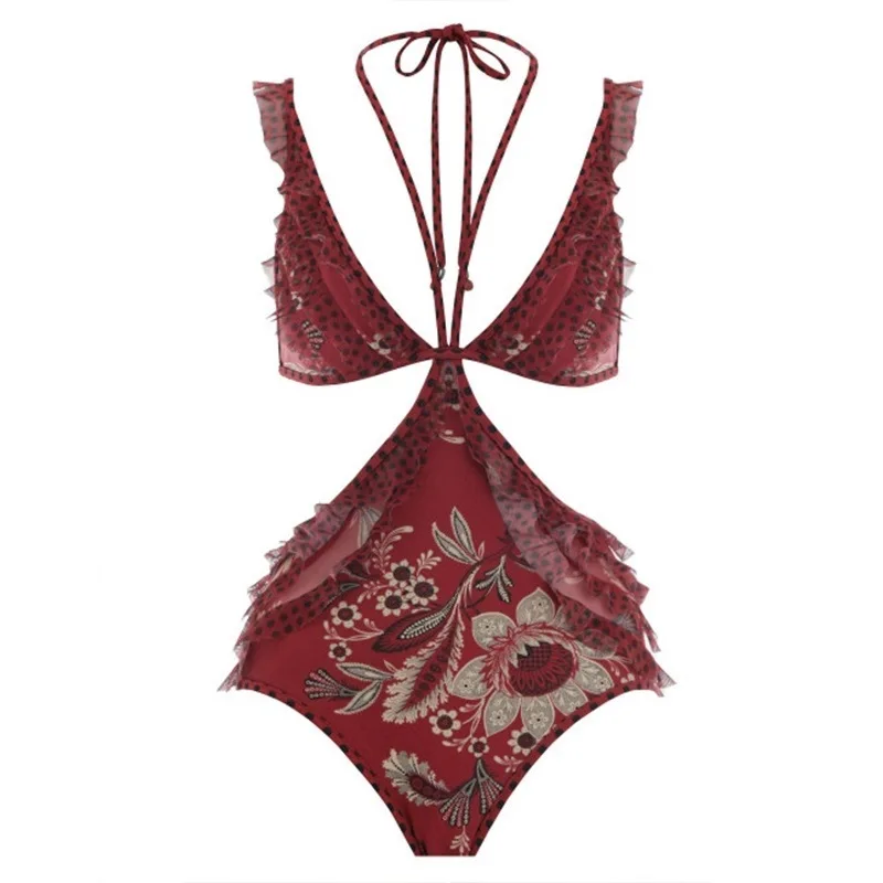 

Biquini Swimsuit With Push Up Women's Swimwear Sport Women Swimsuits Woman French Lace Falbala Sexy Covering Neck Dress Suits
