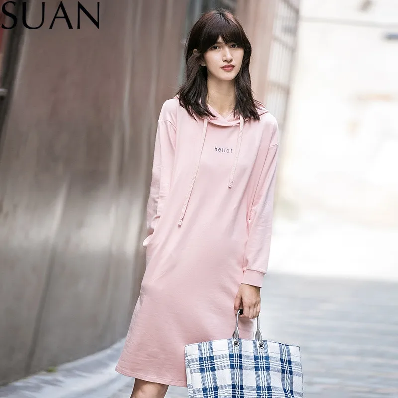 Суан 2018 Для женщин с длинными рукавами принтом Толстовки круглым вырезом