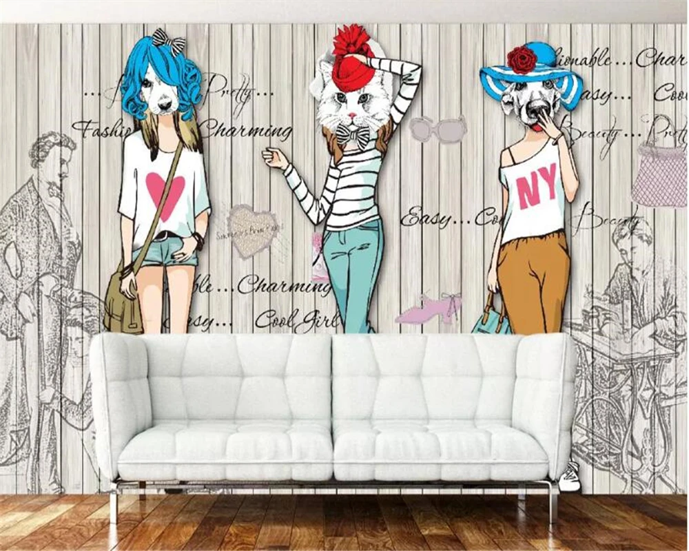 beibehang Wallpaper 3d papier peint mural wall sticker cartoon girl paper tooling wallpaper Mural for kids room | Обустройство дома