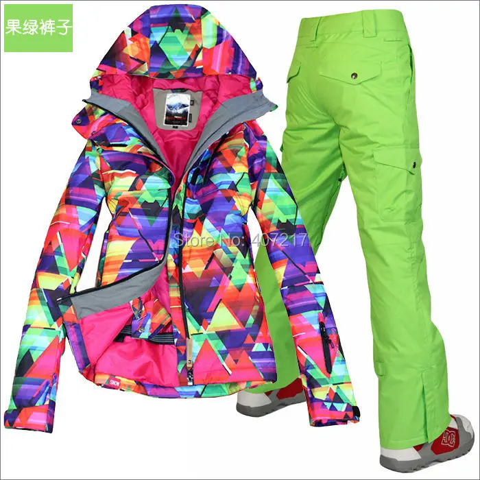 2016 женский лыжный костюм женские сноуборде одежда для лыжников красочные