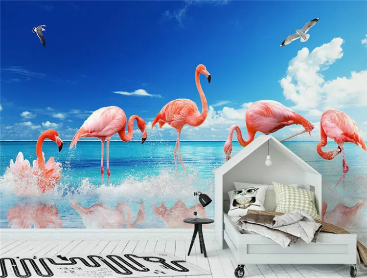 Per la Casa 3D Carta Da Parati per Pareti 3d Decorativa Del Vinile Carta Da Parati Moderno e minimalista flamingo carte da parati della parete di fondo