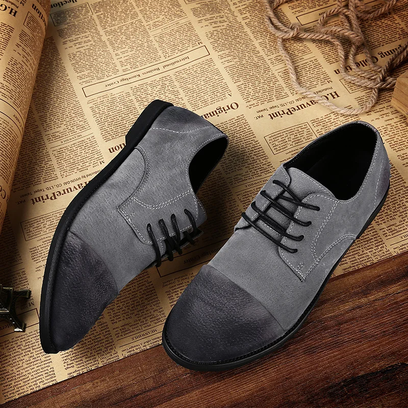 Новый 2017 мужчины ретро корова замшевые ботинки старинные плоские повседневная