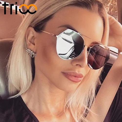 Зеркальные зеркальные Металлические оттенки TRIOO модные дизайнерские женские