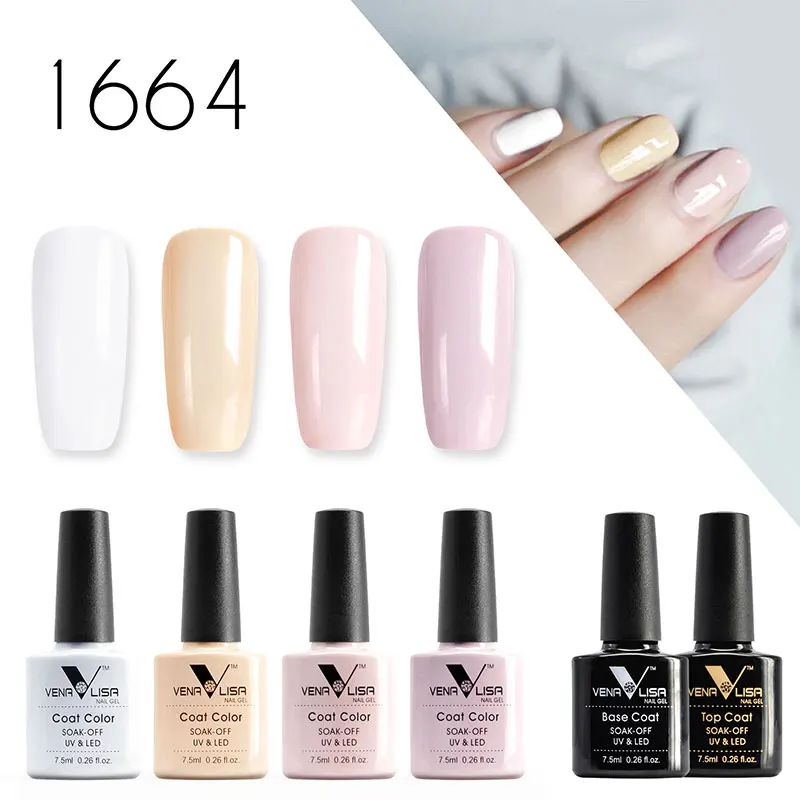 1664 4colorbase top Venalisa, поставка с фабрики, рождественские подарки, набор из 7,5 мл, дизайн ногтей, замочить от УФ, зеркальный Гель-лак для ногтей, Гель-лак, лаки - Цвет: 1664 4colorbase top