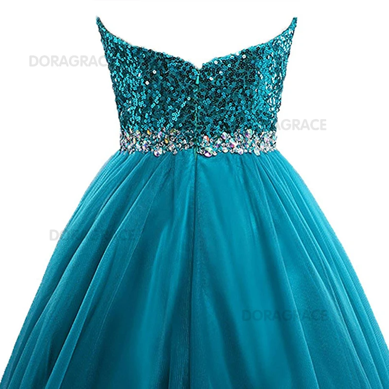 Doragrace Glamorous A Line Sweetheart Tulle Skirt Crystal Sequins Evening Gowns Prom Dresses Plus Size | Свадьбы и торжества