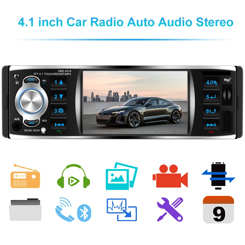 Авторадио 1 Din автомагнитола 4 &quotTFT сенсорный экран аудио стерео USB FM RDS Bluetooth