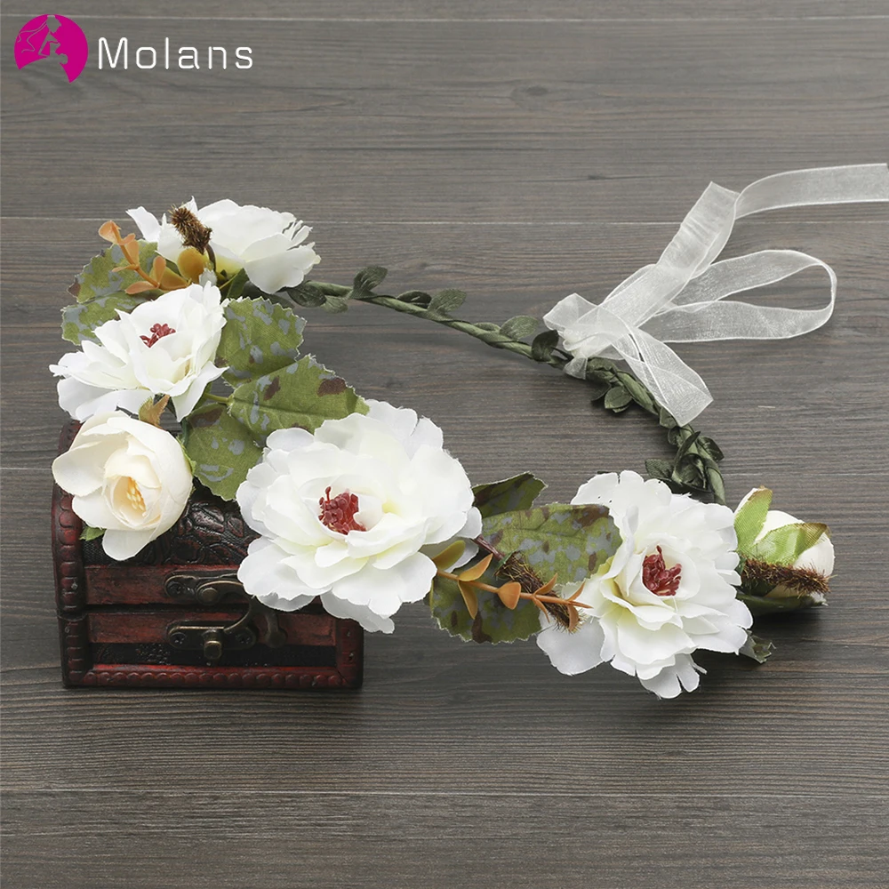 

MOLANS Muti-color Simple Flower Hairbands for Women Small Solid Flowers Handmade Fabric Ribbons Wreath Accessories for Holiday
